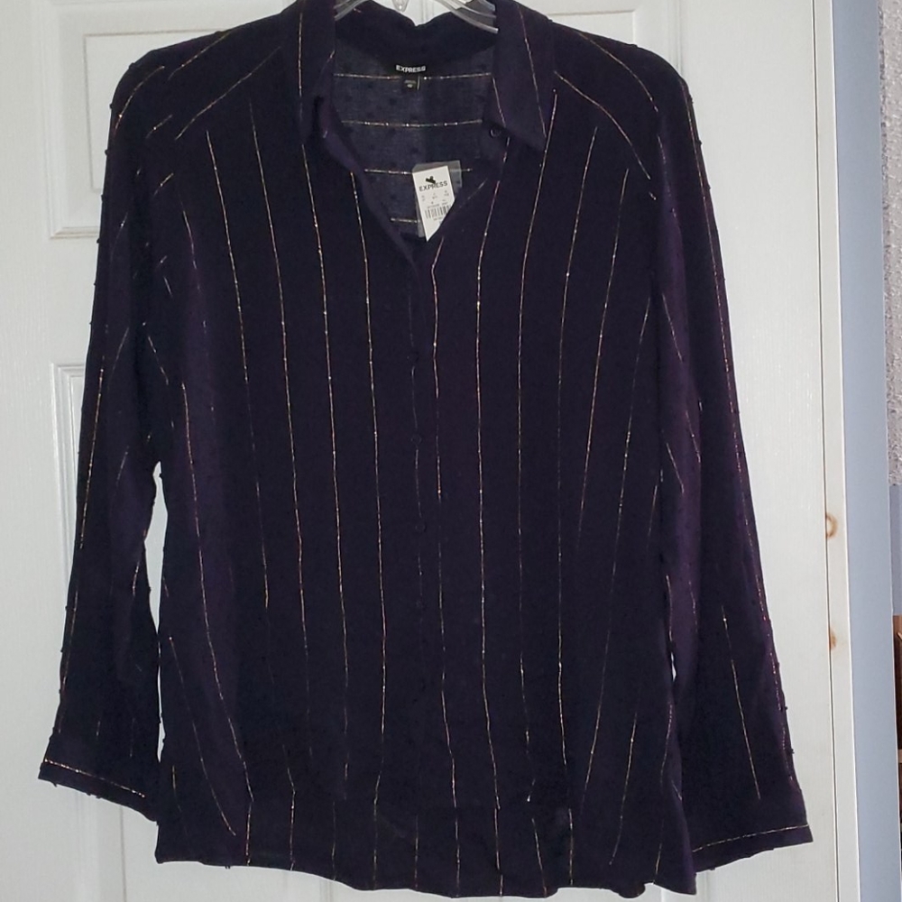 Express Metallic Stripe Top, XL